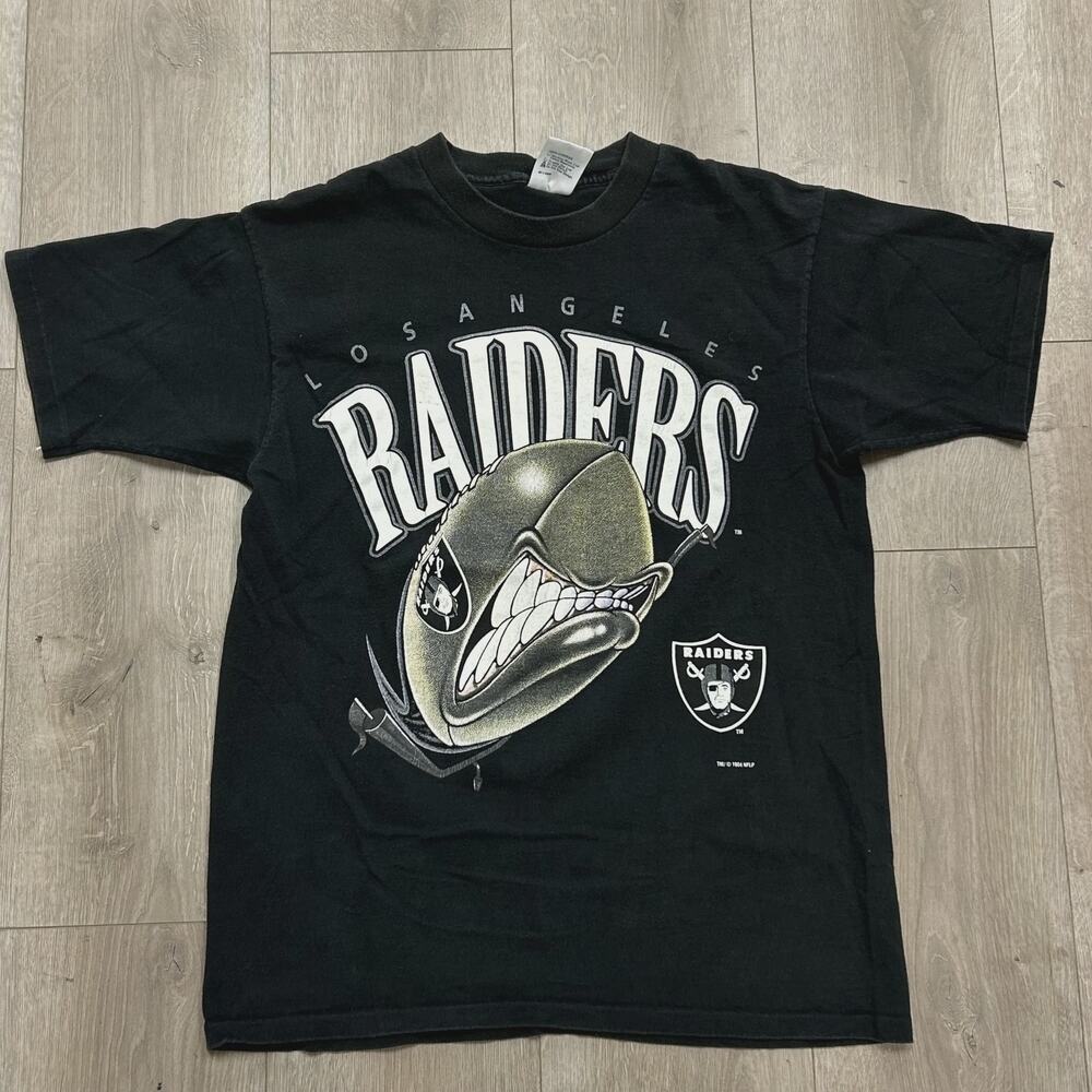Vintage 1994 Los Angeles Raiders Football Logo Black Tee T Shirt size Large L SF